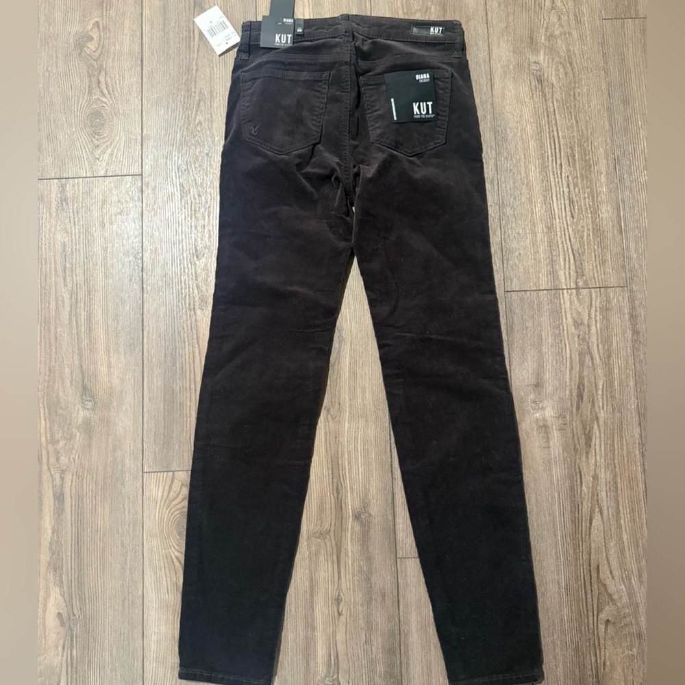 Kut From the Kloth Diana Skinny Corduroy Pants Charcoal Size 00 NWT - Picture 5 of 6